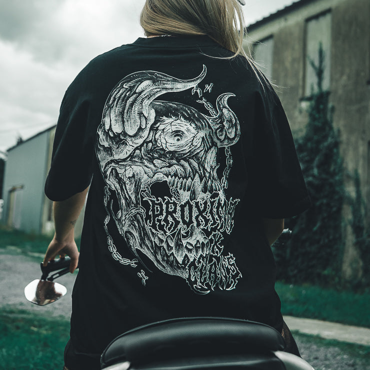 T-shirt PROXIMA NEGATIVE 240GSM oversize streetwear détail graphisme - Claw's Industries