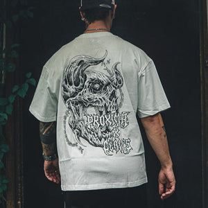T-shirt PROXIMA 240GSM Blanc oversize streetwear vue lifestyle - Claw's Industries