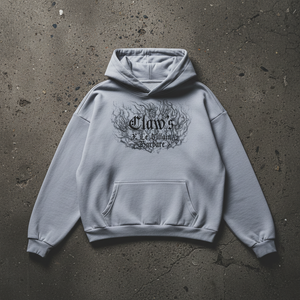 Hoodie LE PÉNITENT LIGHT GREY 460GSM hoodie oversize streetwear vue de dos - Claw's Industries