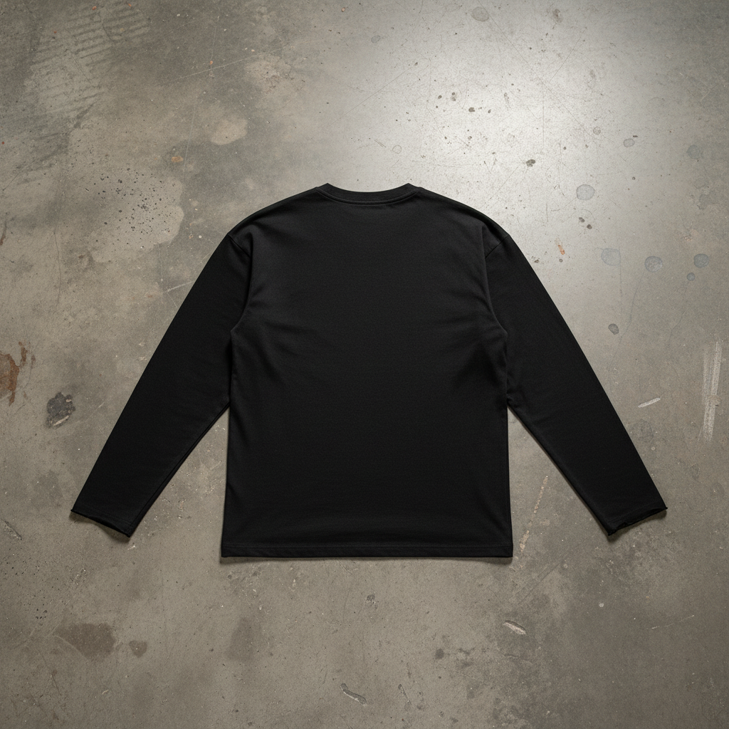 Long Sleeve T-shirt Noir - Dos manches uniformes