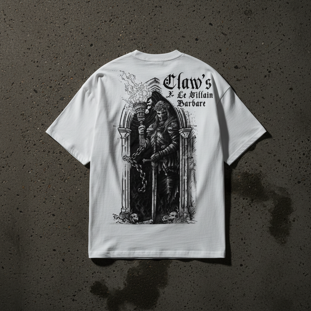 T-shirt LE PÉNITENT BLANC 240GSM - Claw's industries oversize streetwear Claw’s mode urbaine premium en coton épais
