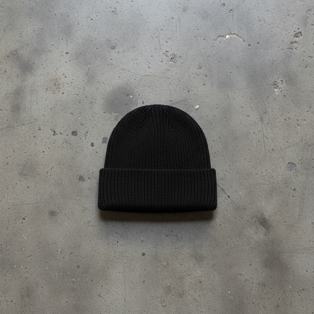 Thick Knit Beanie Black - Au sol
