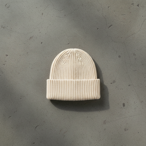 Thick Knit Beanie Off White - Au sol