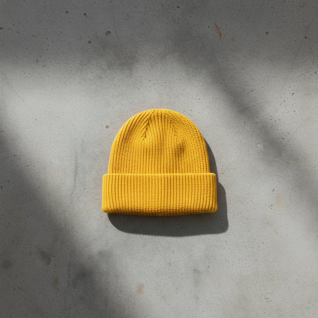 Thick Knit Beanie Yellow - Au sol