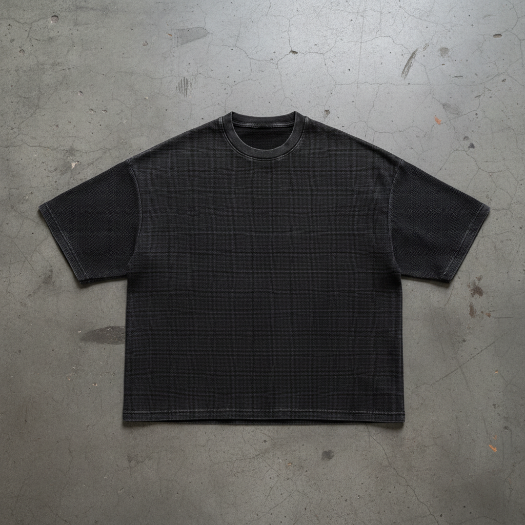 T-shirt Waffle-Texture Boxy Cropped 250GSM - Claw's industries