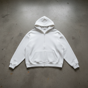 Zip Hoodie Blanc - Face