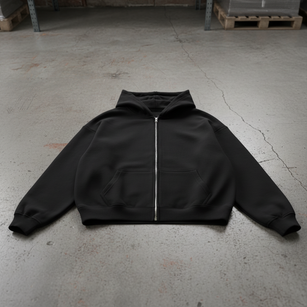 Zip Hoodie Noir - Face