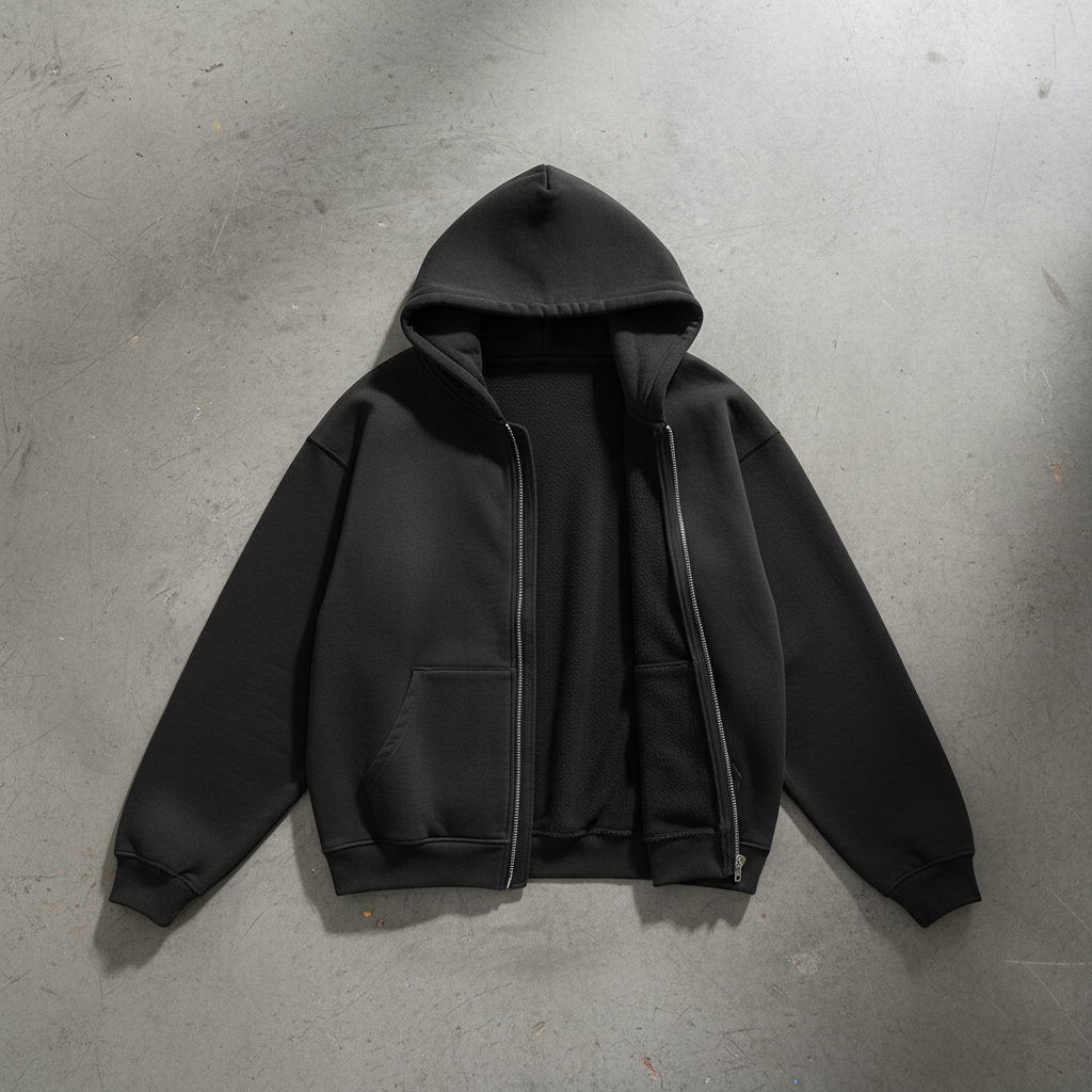Zip-up Oversized Hoodie - Face ouvert