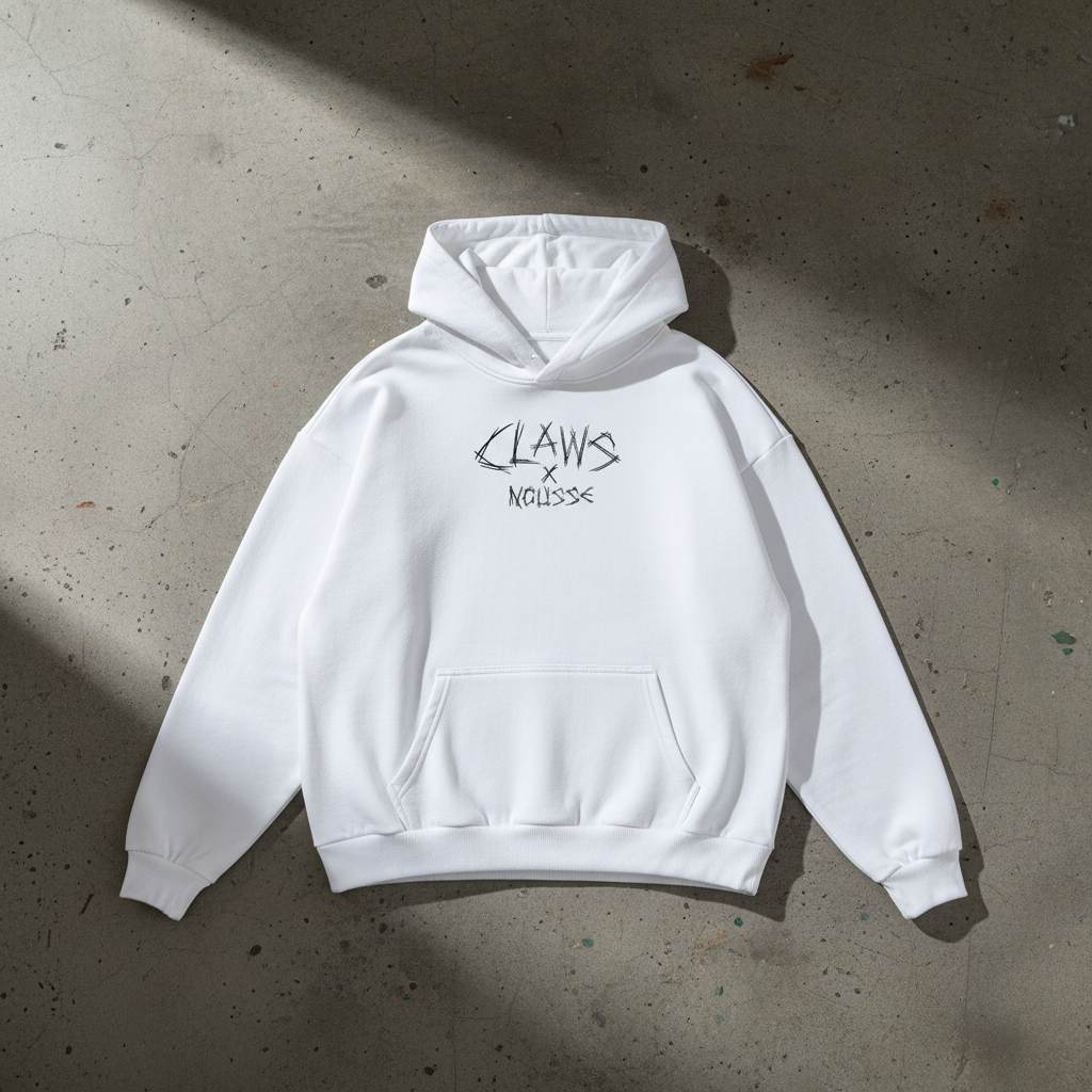 Hoodie cropped drop shoulder off-white 460 GSM – Claw's Industries DROP BULMA