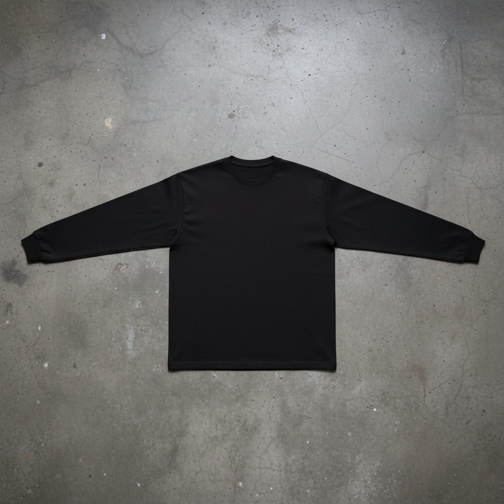 Long Sleeve T-shirt Noir - Face manches droites
