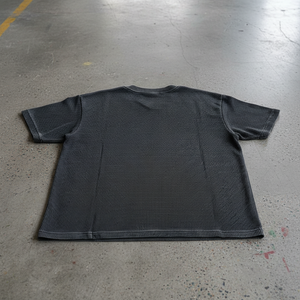 T-shirt Waffle-Texture Boxy Cropped 250GSM oversize streetwear vue de dos - Claw's Industries