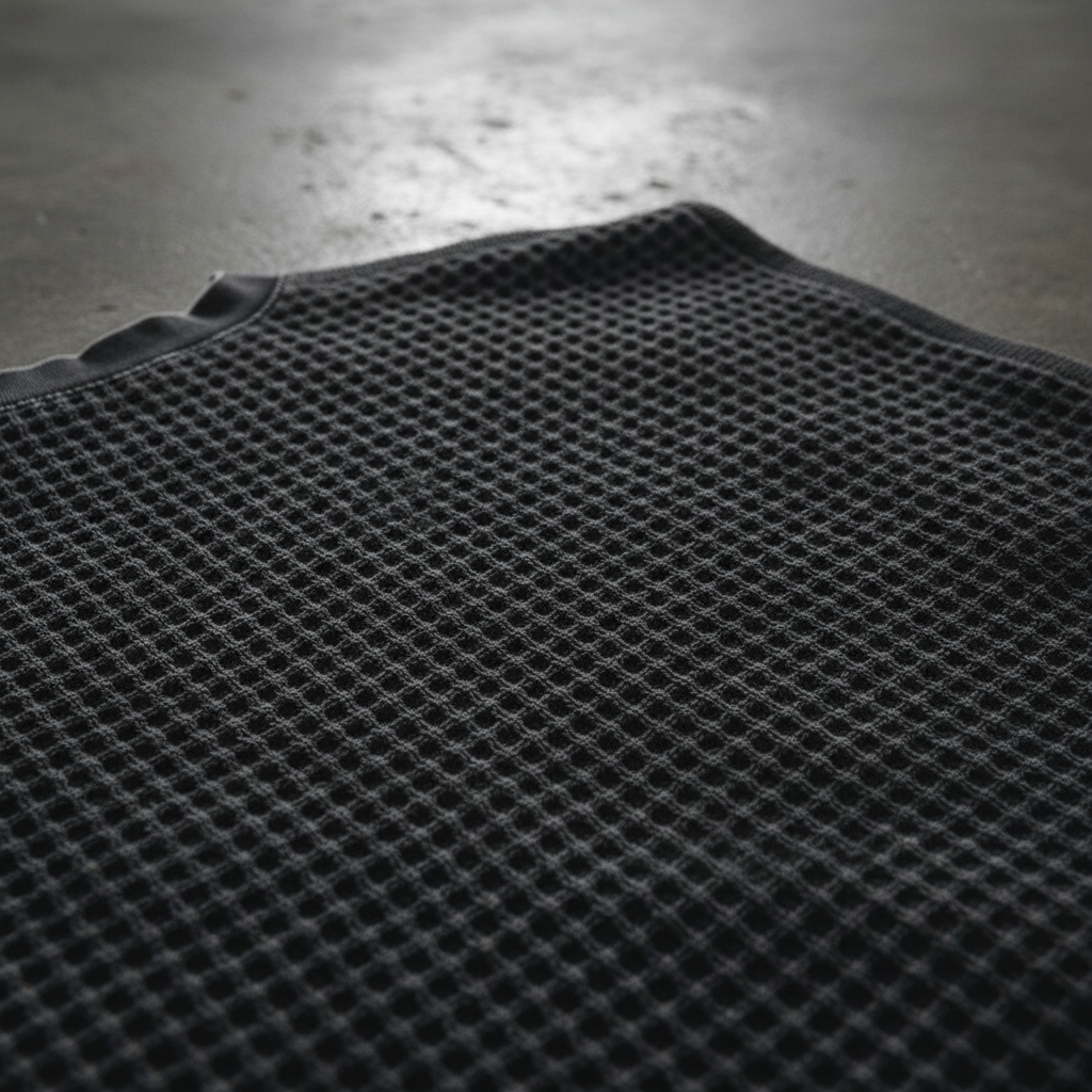T-shirt Waffle-Texture Boxy Cropped 250GSM oversize streetwear détail graphisme - Claw's Industries